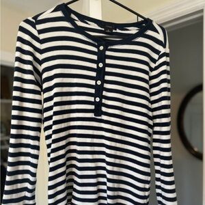Striped Long Sleeve Henley Top